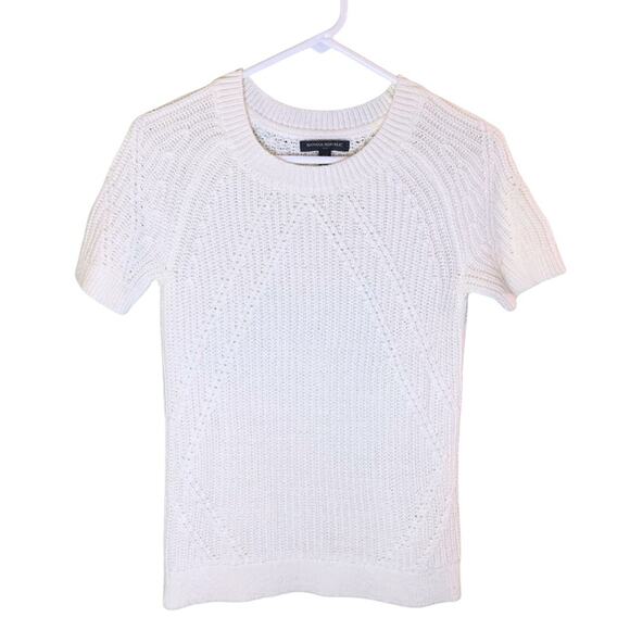 Banana Republic Off White Short Sleeves Sweater Top XS Textured Ivory Cream Knit - Picture 1 of 10